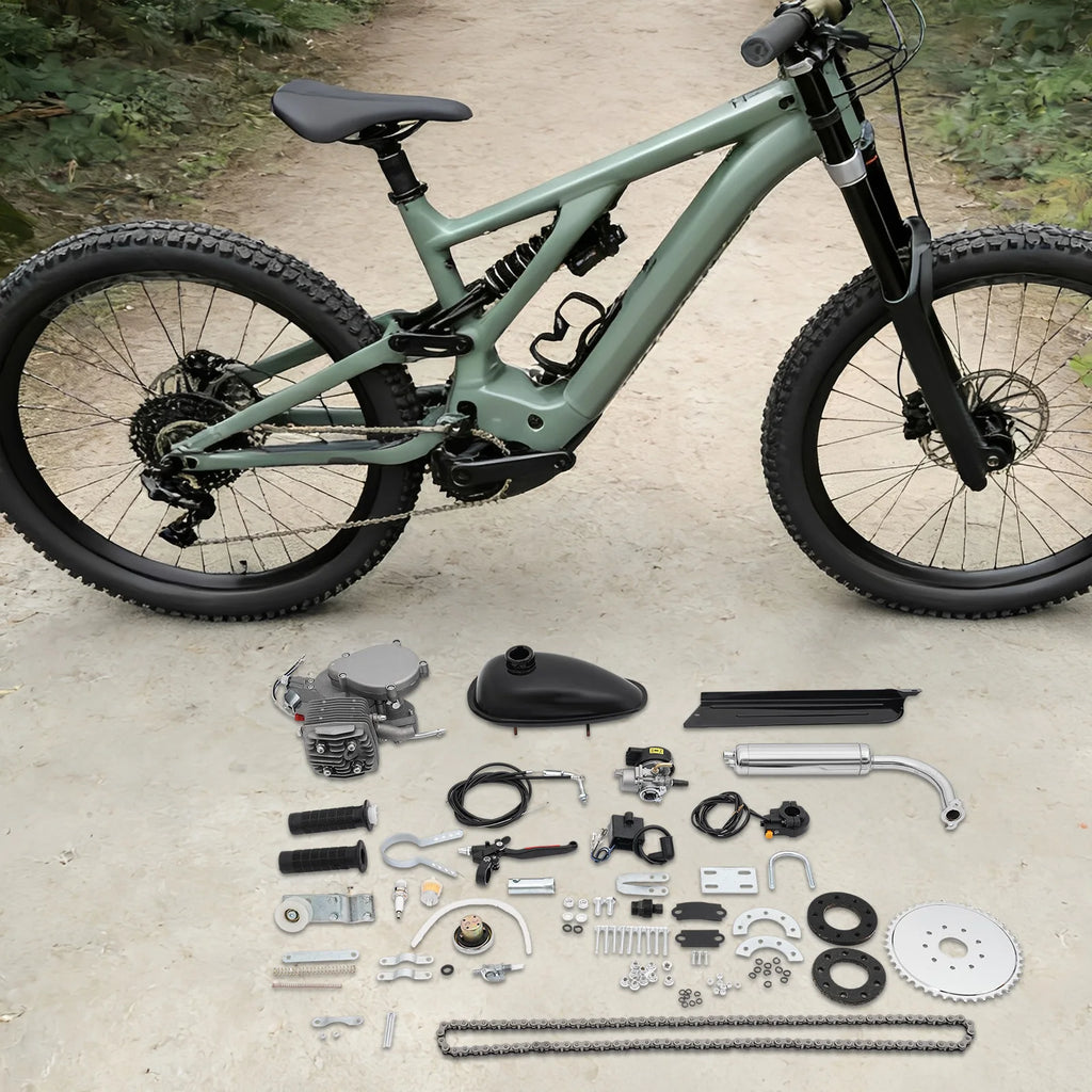 80cc 2-Stroke Bicycle Gas Engine Kit,40km/h Petrol Motorized Bike Motor with 2L Tank,Fit for 26/28 Inch Bicycles,180kg Load