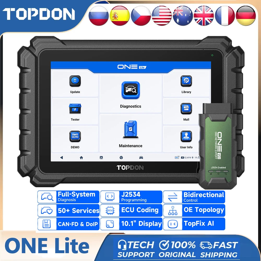 TOPDON ONE Lite OBD2 Scanner CAN FD DOIP 50+ Reset Full System ECU Coding Auto Car Bidirectional Diagnostic scan Tools VCI J2534