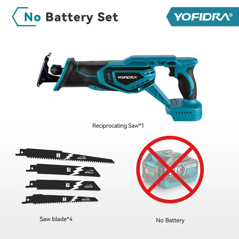 Yofidra Scie sabre sans fil Scie électrique multifonction pour la coupe du métal, du bois et des tuyaux, compatible avec les batteries Makita 18-21V