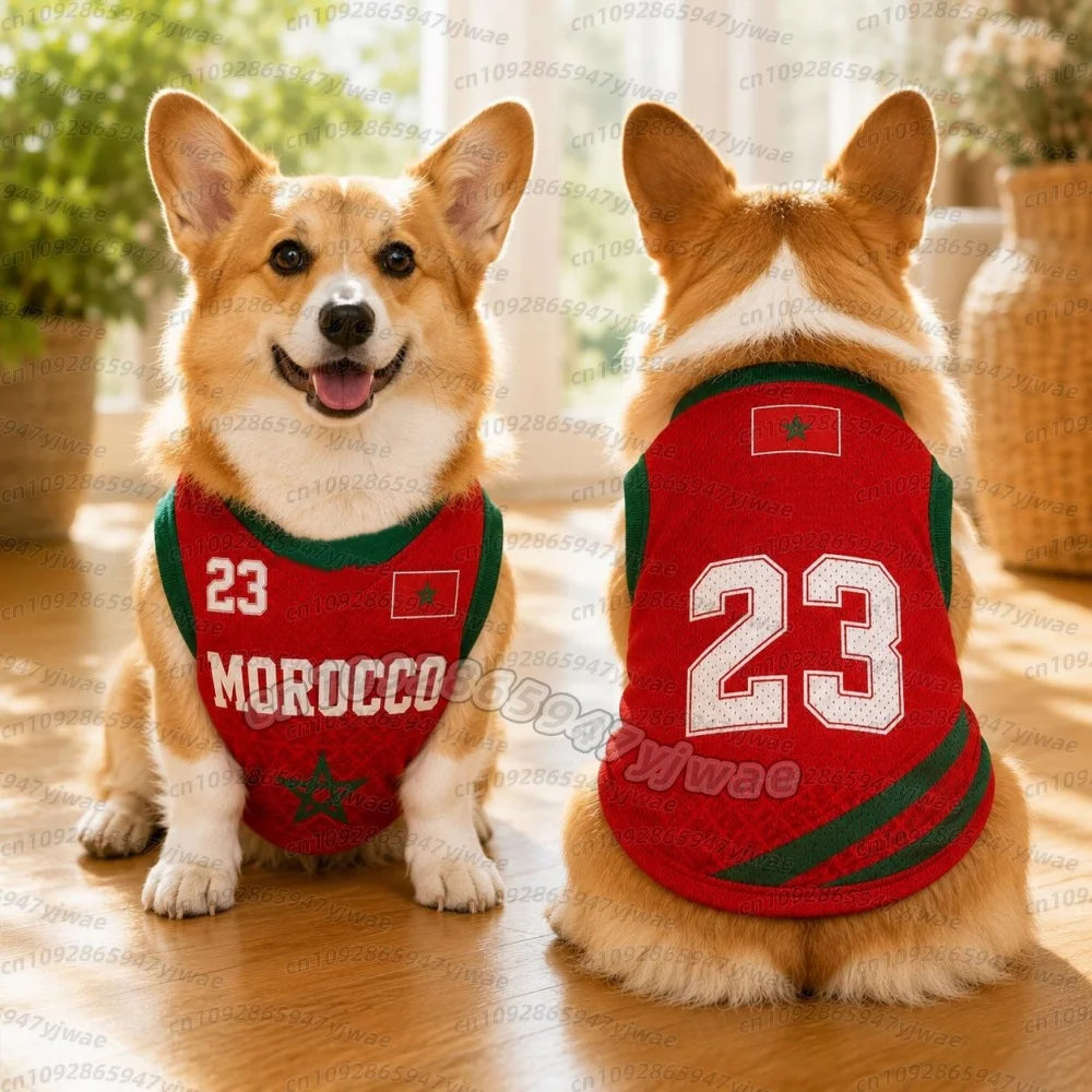 MOROCCO no.10 Mesh Dog cat Clothes Schnauzer Teddy Sport Large Dog Jersey football Clothing Puppy vest  Pet Cat sleeveless tee