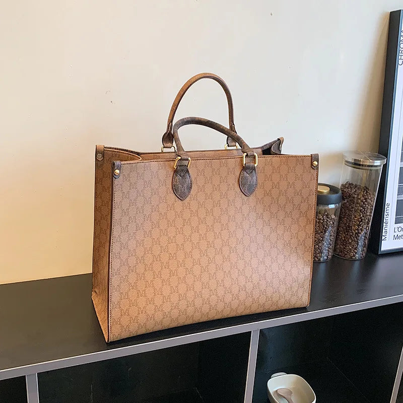 Sacs femme grande capacité en Europe et aux États-Unis, sac à bandoulière rétro, lettres classiques, sacs à main de banlieue en PU pour femmes