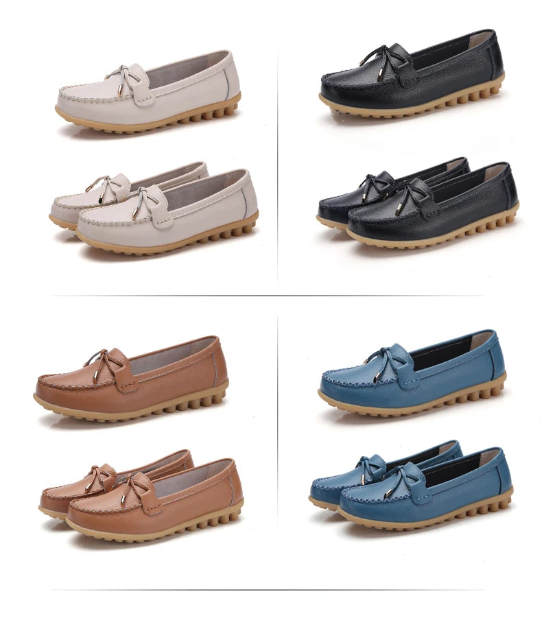 2025 New Woman Flats Shoes Ballet Flat Sneakers Genuine Leather Spring Soft Moccasins Ladies Boat Ballerina Espadrilles Creepers
