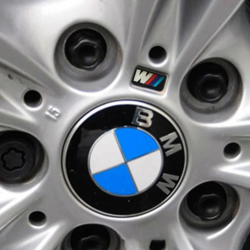 For BMW M Performance E84 E87 X5 E70 F25 E90 E91 F01 F02 E60 E61 F10 F15 F30 M3 M5 E64 4pc Car Sticker Steering Wheel Hub Decals