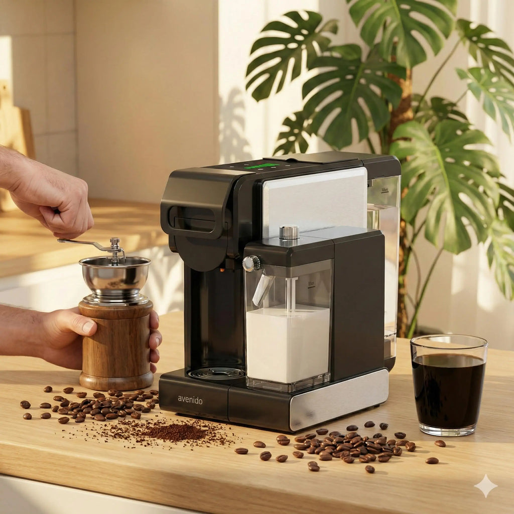 Capsule machine multi 9w1 Avenido AV 4388 19 bar with milk container, 7 adapters, 1L tank