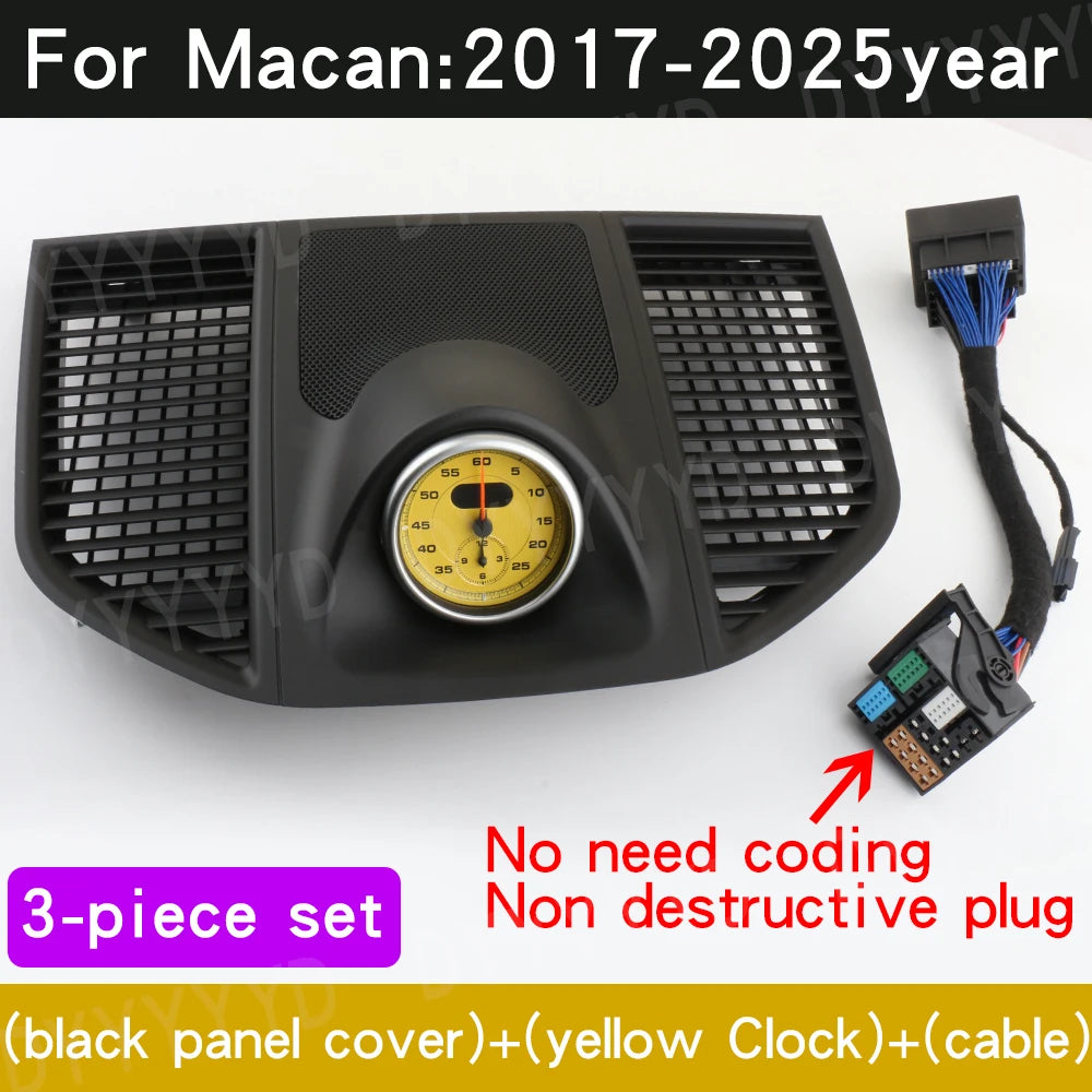 Chronomètre de voiture pour Porsche Macan Chronomètre 95B Horloge 2014-2025 Amélioration de l'horloge du tableau de bord intérieur de voiture Accessoire de modification