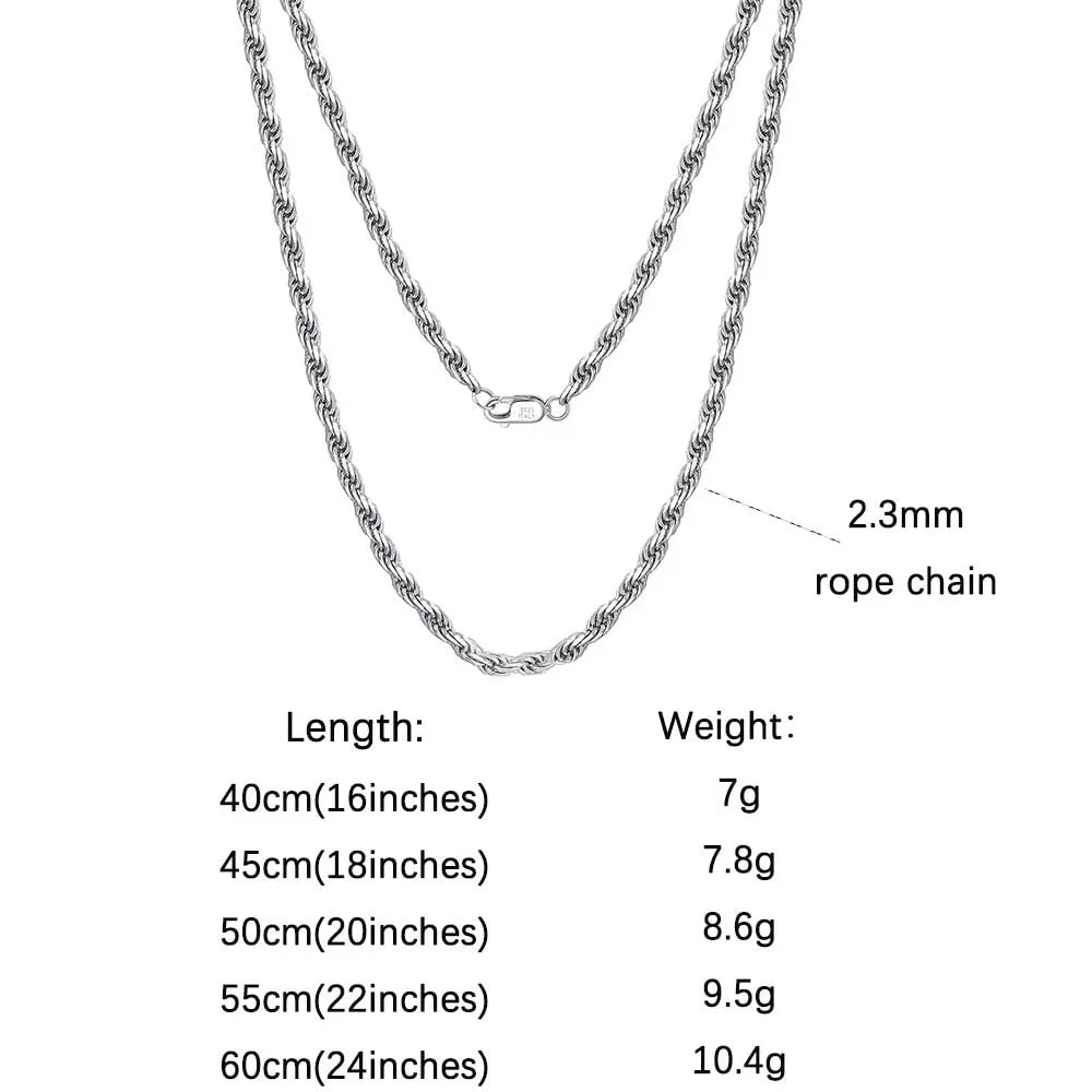 Rinntin 925 Sterling Silver Rope Chain 1.2MM 1.5MM 1.7MM 14k 18k Gold Plated Rope Chain Necklace Minimalism Jewelry Gift SC29