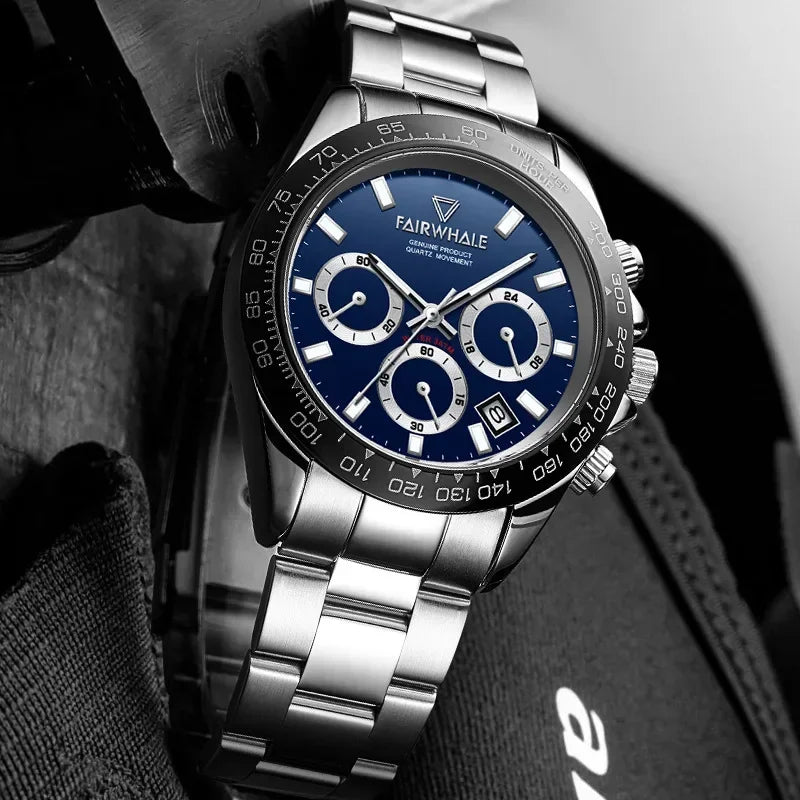 Fashion Men's Sport Quartz Watch | Luminous Chronograph 3-Eye Business Relogio Masculino | Waterproof Casual Wristwatch