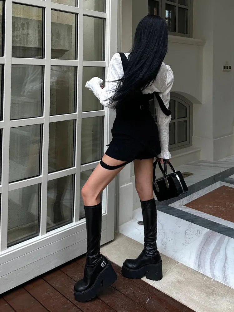 Women Black High-heeled Boots 2026 Winter Premium Sensual Thigh-high Boots Comfortable Vintage Shoes Botas Altas Platform Mujer