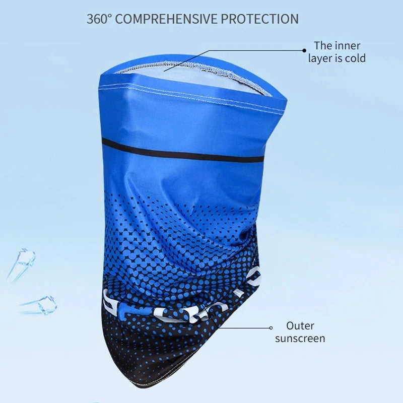Ice Silk Sunscreen Mask For Men Women Outdoor Cycling Face Cover Solid Color Neck Wrap UV Protection Ear Bandana Scarf Summer