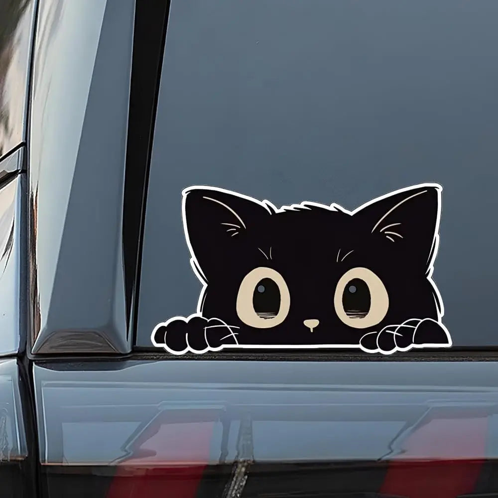 Car Sticker Accessories Poor Cat Is Stealing with Big Eyes Watch Vinyl Car Styling Cover Waterproof PVC Decals