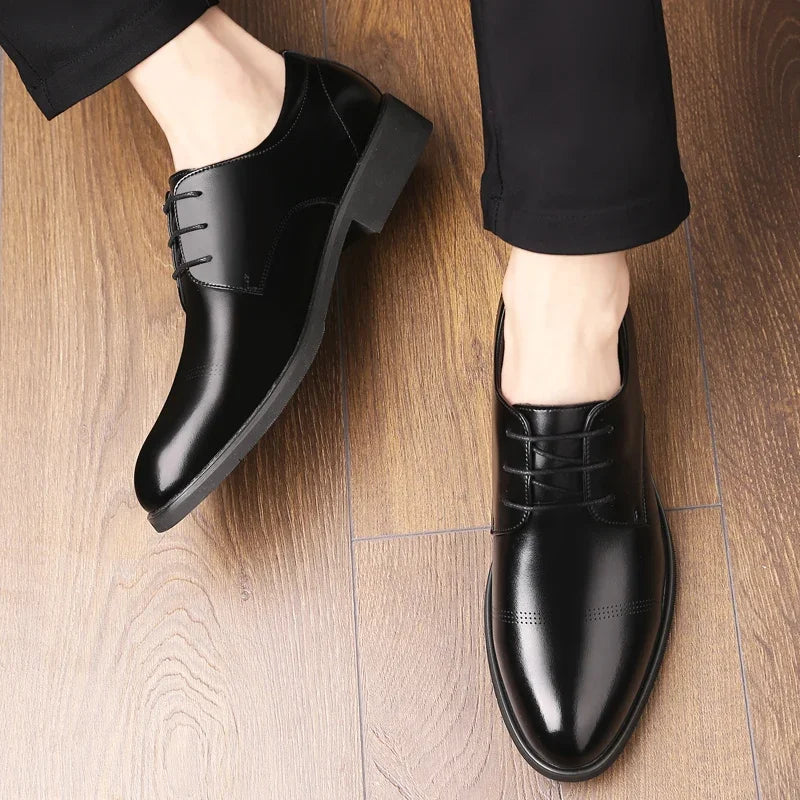 2025 Formal Height Increasing Shoes Man Taller Elevator 6CM Invisible Insole For Men Heighten Increased Oxfords Business Lift