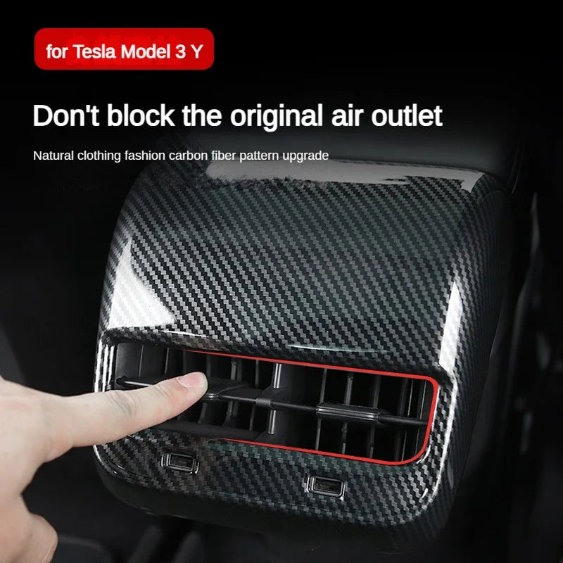 for Tesla Model Y 3 2023 ABS Carbon Fiber Center Console Wrap Cover Kit Dashboard Armrest Door Side Trim Sticker Accessories