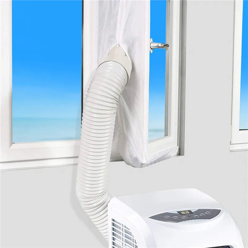 3/4/5M AirLock Window Seal, Portable, Air Conditioner Cover Flexible Cloth Sealing Plate Window Seal With Zip and Adhesive Fast