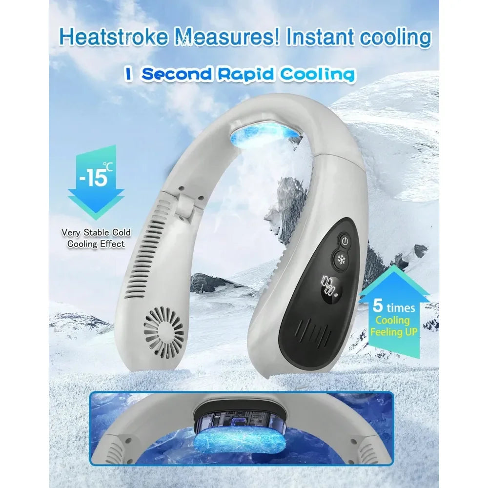 Climatiseur de cou, ventilateur de cou portable 5000 mAh avec flux d'air de refroidissement semi-conducteur Ventilateurs de cou USB sans pales portables rechargeables