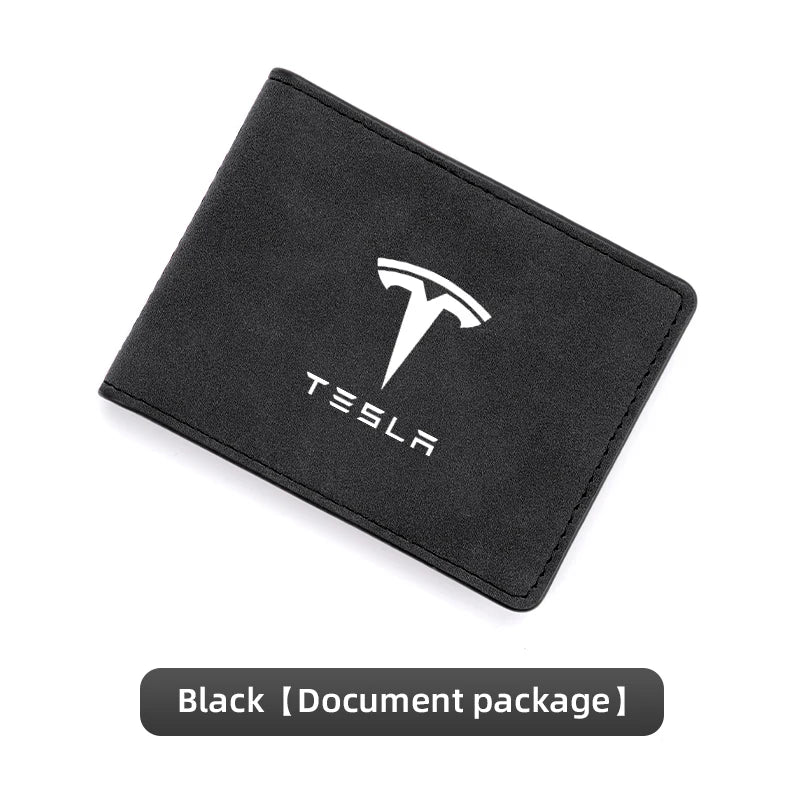 Driver License Holder Pu Leather on Cover Car Driving Documents Business Id Pass Certificate Folder Wallet for Tesla sticker