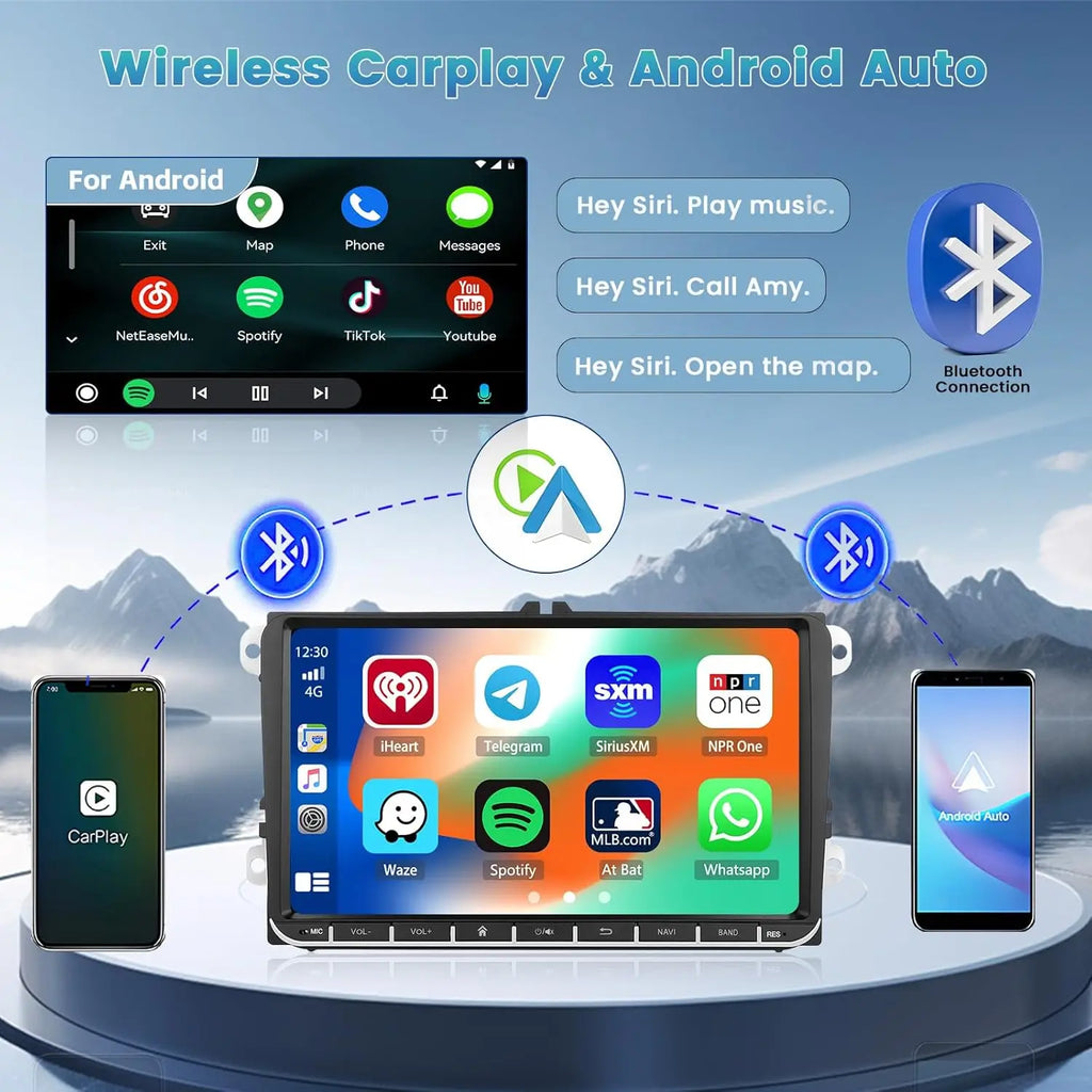GEARELEC 9 "Car Radio For VW Golf Passat B6 B7 Skodas sat Octavia Polo Tiguan 2 Din wireless Android 13 CarPlay Android RDS Auto DSP BT 4G GPS Car Multimedia Player For Volkswagen