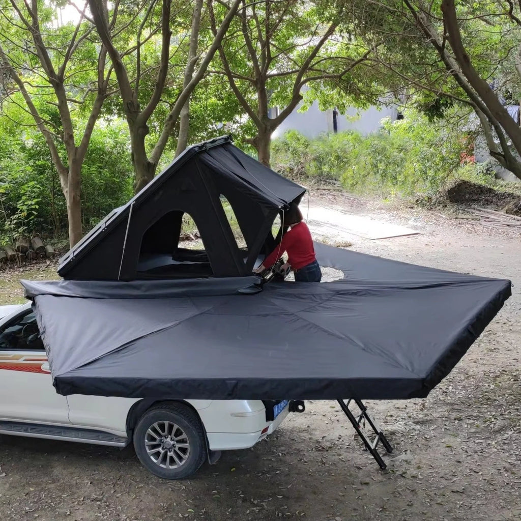 4x4x270cm Hard Shell Roof Top Tent, Waterproof Aluminum Rooftop Tent for Outdoor Camping