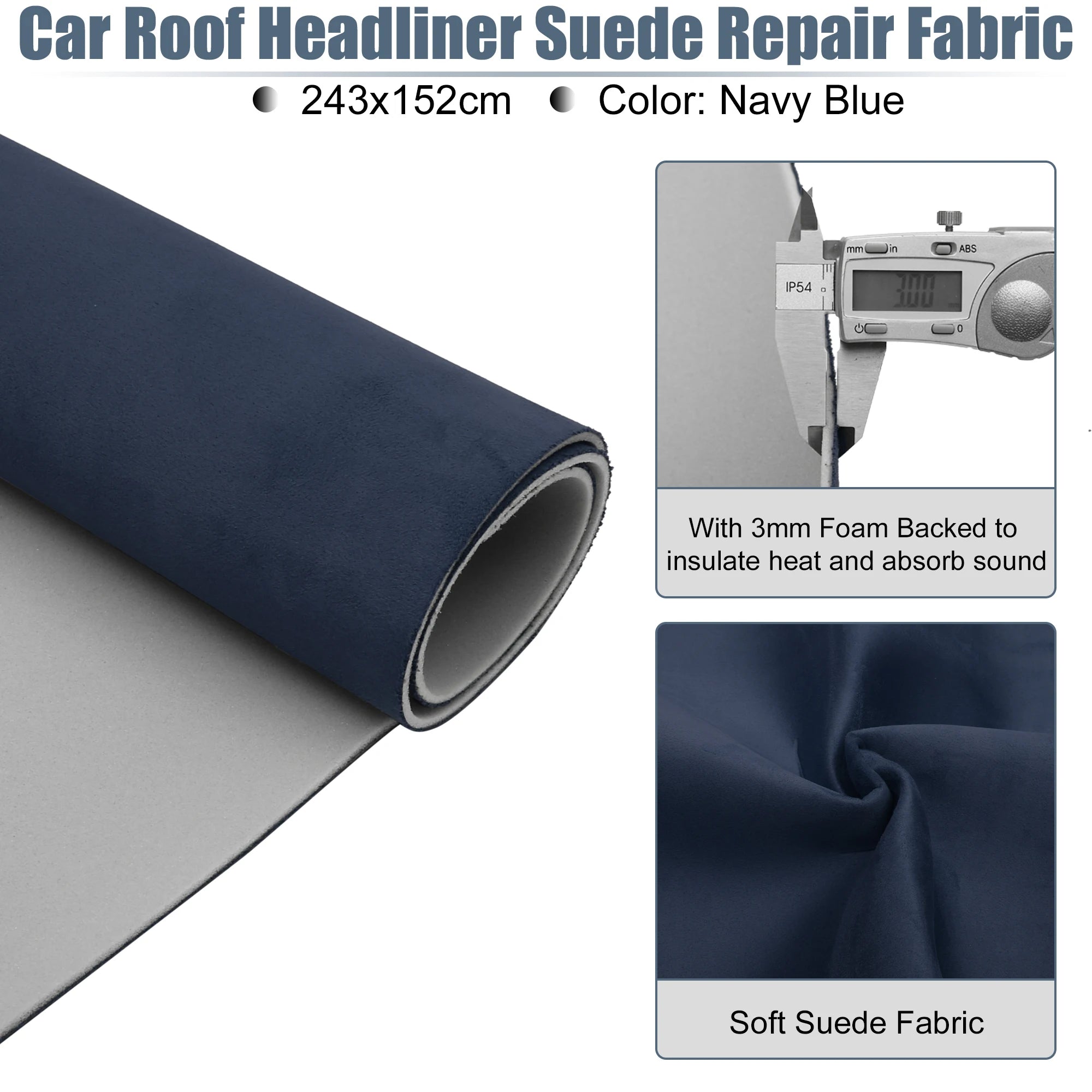 UXCELL Suede Headliner Fabric Foam Backed for Car Truck Interior Trim Protect Aging Broken Faded DIY Replacement 200x152cm