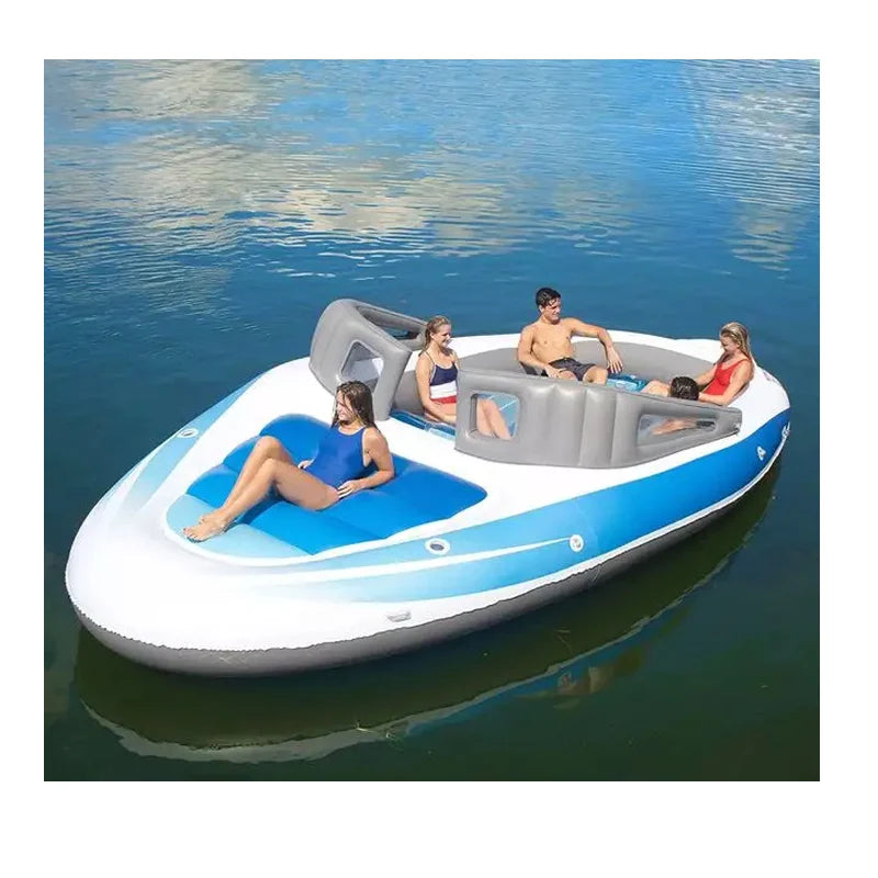 PVC thickened inflatable 6-person island floating bed pirate ship cutting multi-person water party yacht floating boat