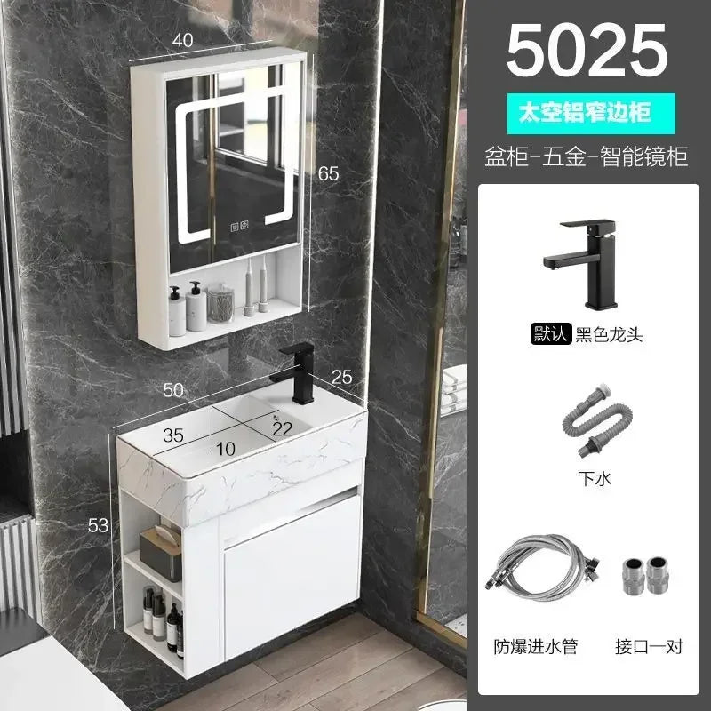 Compact Mini Bathroom Cabinet Minimalist Storage Ceramic Integrated Bathroom Vanity Cabinet Modern Archivadores Trendy Furniture
