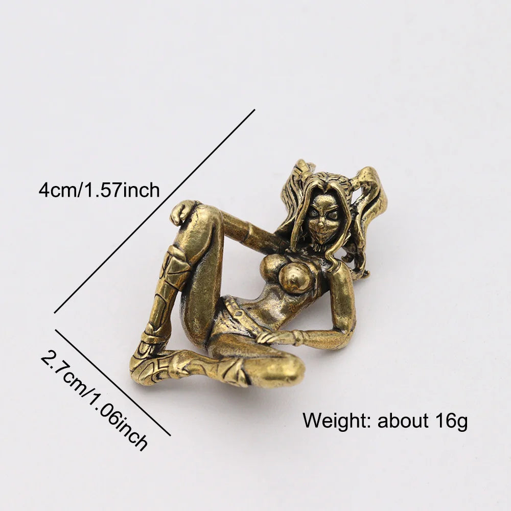 Beauty Girl Brass Knife Beads EDC Outdoor DIY Paracord Handmade Woven Lanyard Pendants Umbrella Rope Bracelet Charms Accessories