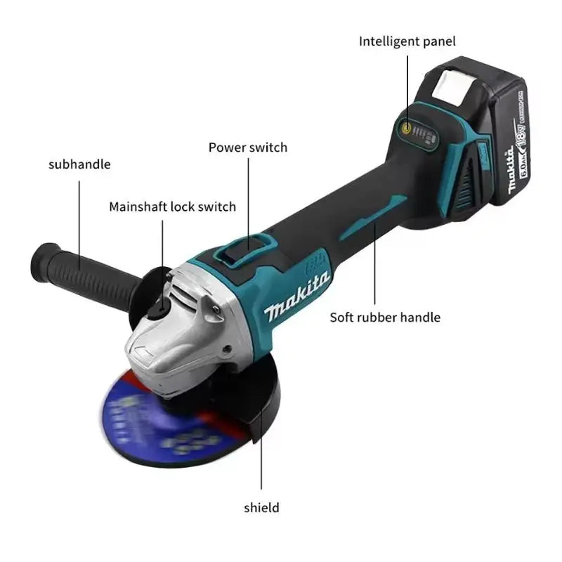 Makita DGA404 18V Brushless Electric Angle Grinder 125mm Cordless Grinder Metal Wood Grinding Polishing Cutting Power Tool