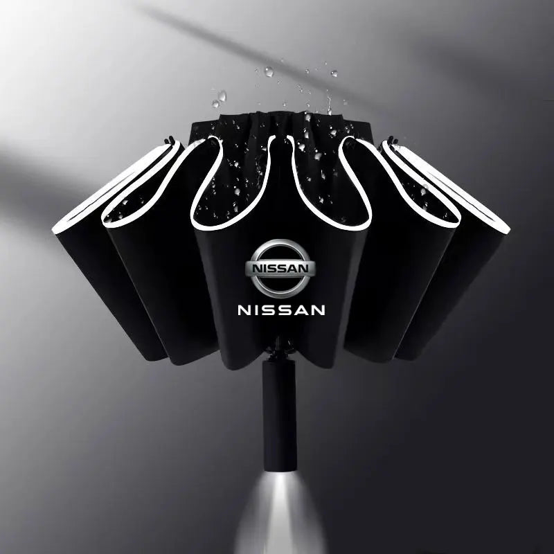 Fully Automatic UV Umbrella With LED Reflective Stripe Reverse Umbrellas For Nissan Rogue X-Trail GTR Note Qashqai Juke Patrol