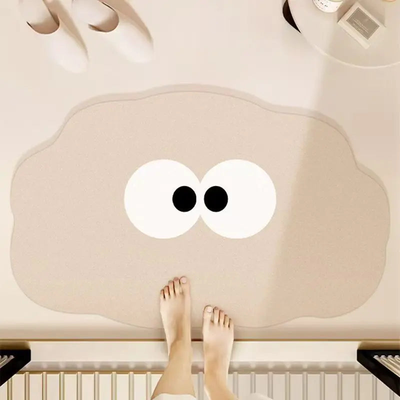 VIKAMA Cute and Fun Big Eyes Cloud Bathroom Carpet Absorbent Anti slip Quick drying Foot Mat Toilet Entrance Door Mat