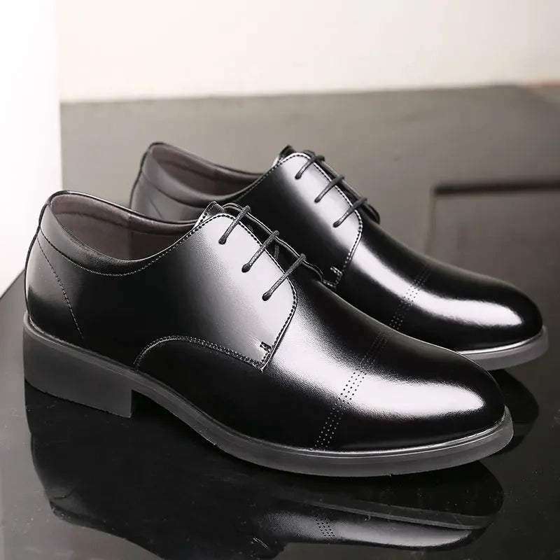 2025 Formal Height Increasing Shoes Man Taller Elevator 6CM Invisible Insole For Men Heighten Increased Oxfords Business Lift