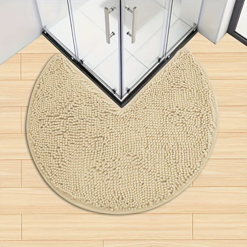 New Flannel Circular Corner Bath Mat Non-Slip Soft Thicked Floor Mat for Bathroom Absorbent Non-slip Door Mat Home Decoration