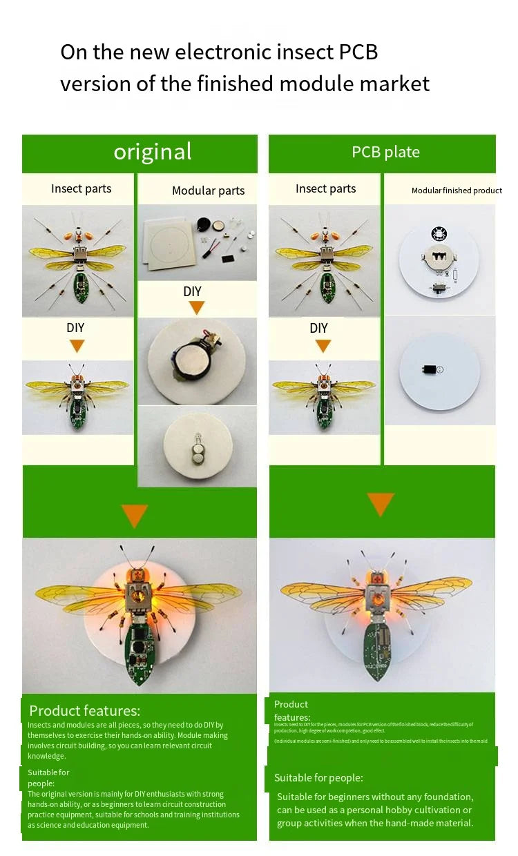 STEAM DIY Robotic Insects Science Invention Electronic Animal for School Competition Non-soldered DIY Kit Stem Toys Robot Animal
