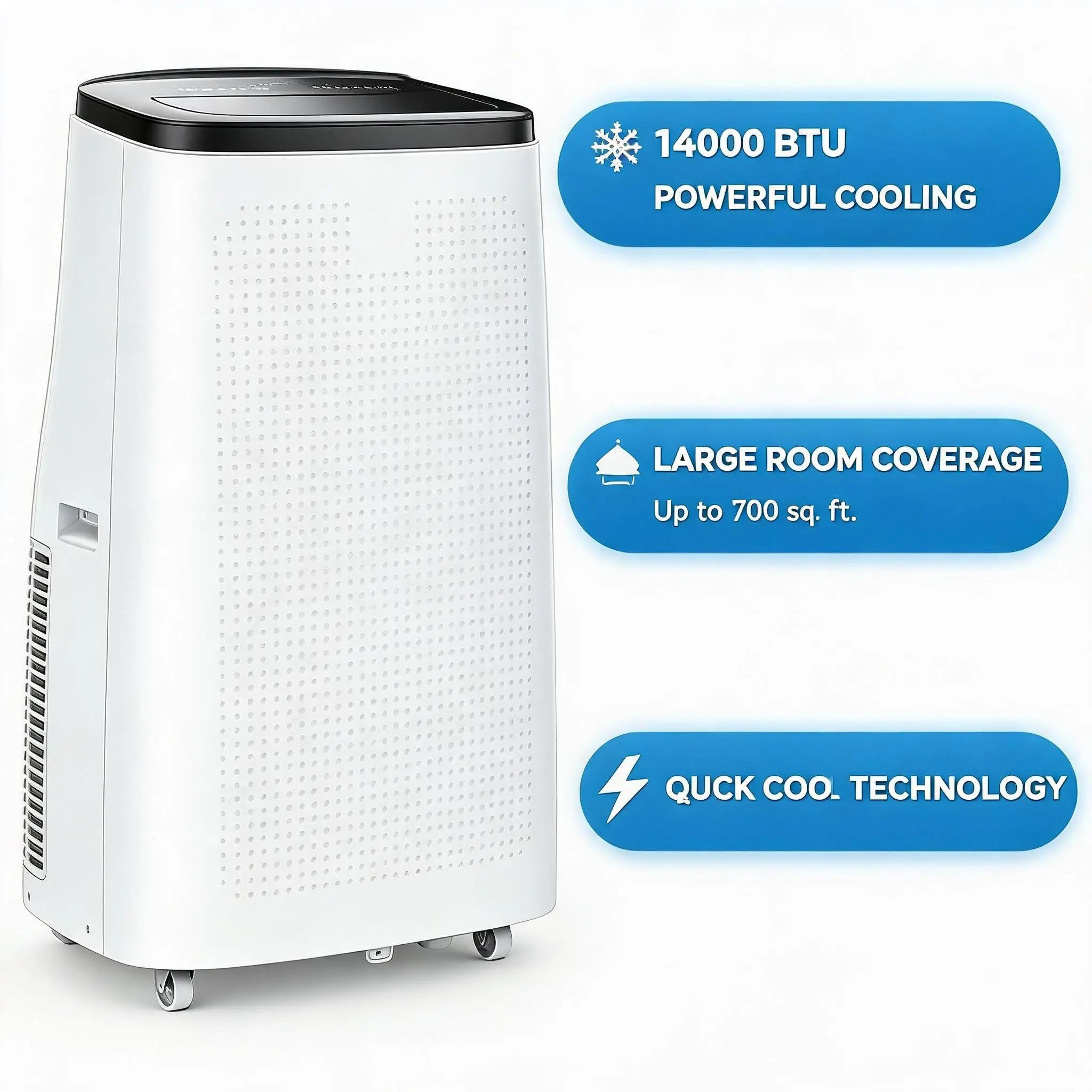 14000 BTU 4 In 1 Portable Air Conditioner With Dehumidifier And Fan Cools Large Room Up To 700 Sq Ft Remote Control Quiet Sleep Mode Energy Efficient For Home Office Garage