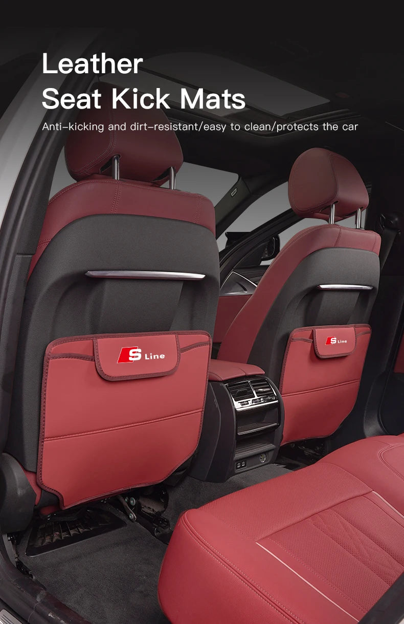 Leather Car Seat Protector Kids Anti-kick Pad Storage Bag For Audi Sline A3 A4 A5 A6 A7 A1 A2 A8 Q1 Q2 Q3 Q4 Q5 Q6 Q7 Q8 TT RS3