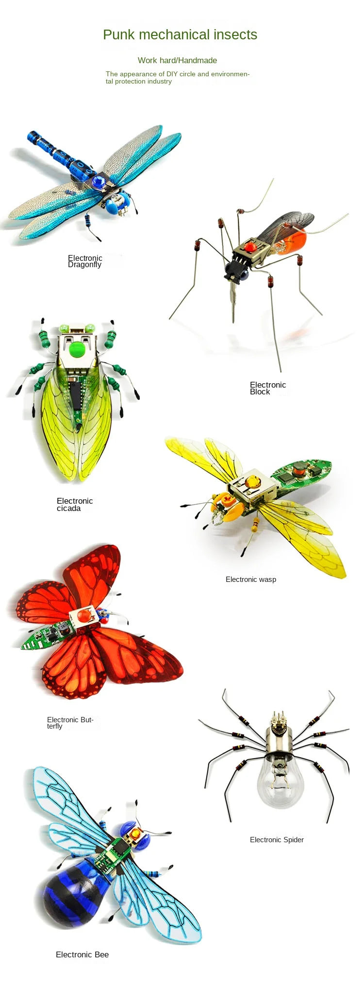 STEAM DIY Robotic Insects Science Invention Electronic Animal for School Competition Non-soldered DIY Kit Stem Toys Robot Animal