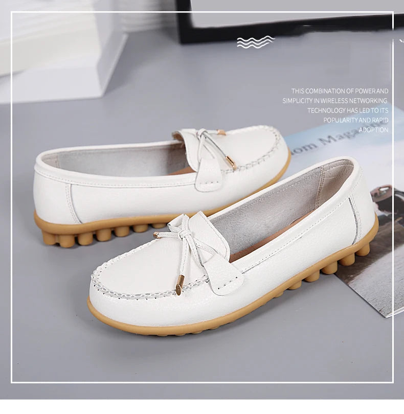 2025 New Woman Flats Shoes Ballet Flat Sneakers Genuine Leather Spring Soft Moccasins Ladies Boat Ballerina Espadrilles Creepers