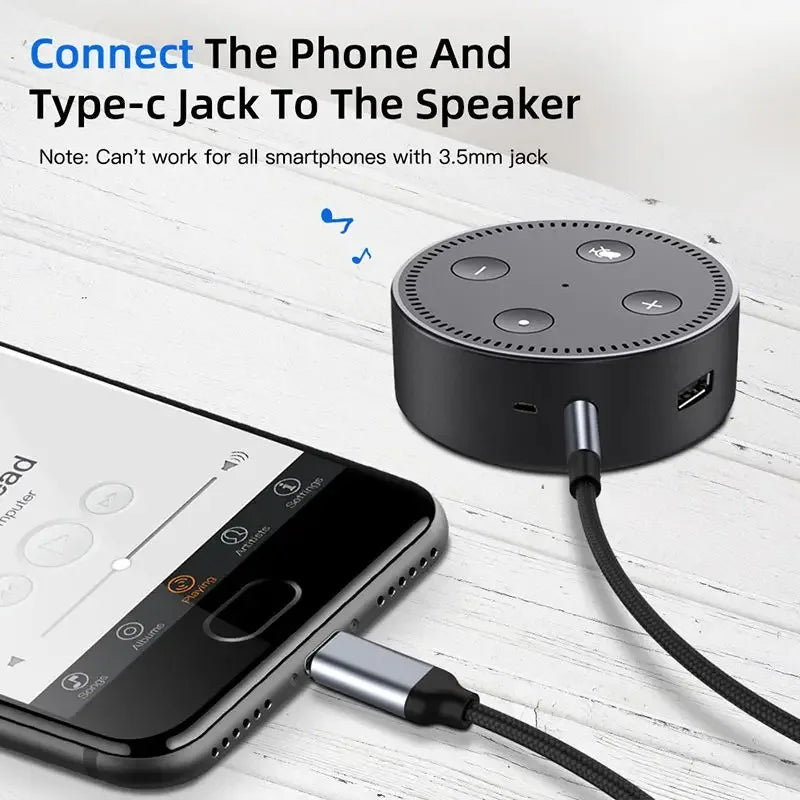 AUX Audio Cable Type-C USB C to 3.5mm Jack AUX Cord Car Speaker Headphone Adapter for Samsung Xiaomi Huawei Type-C Converter