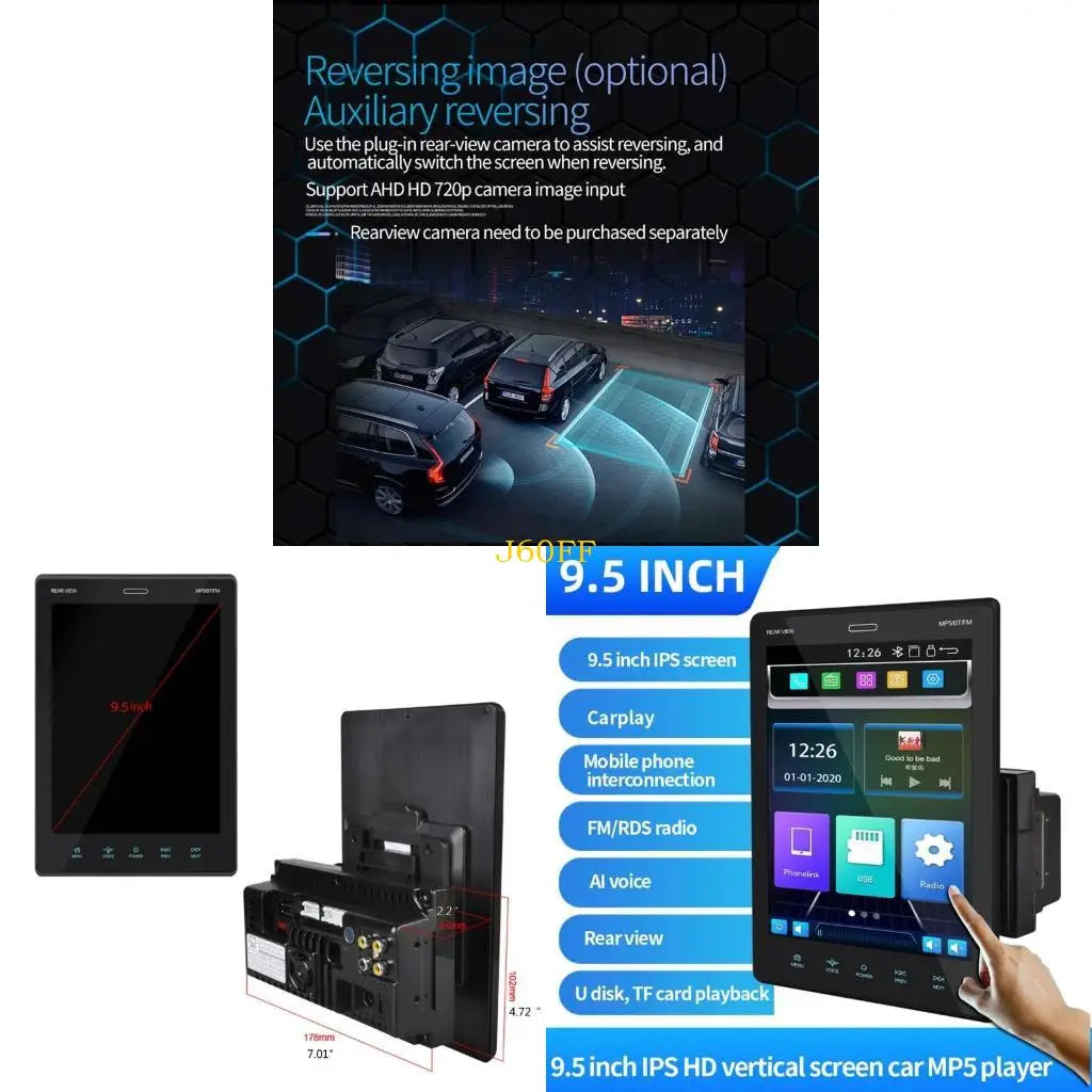 J60F Double Din Car Vertical Screen Multimedia PlayerMp5 Bluetooth-compatible Carplay