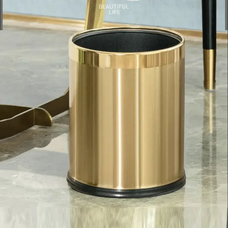 Poubelle de luxe dorée, poubelle moderne anti-odeur, outils de nettoyage d'hôtel pour la maison, la cuisine, la salle de bain, le salon