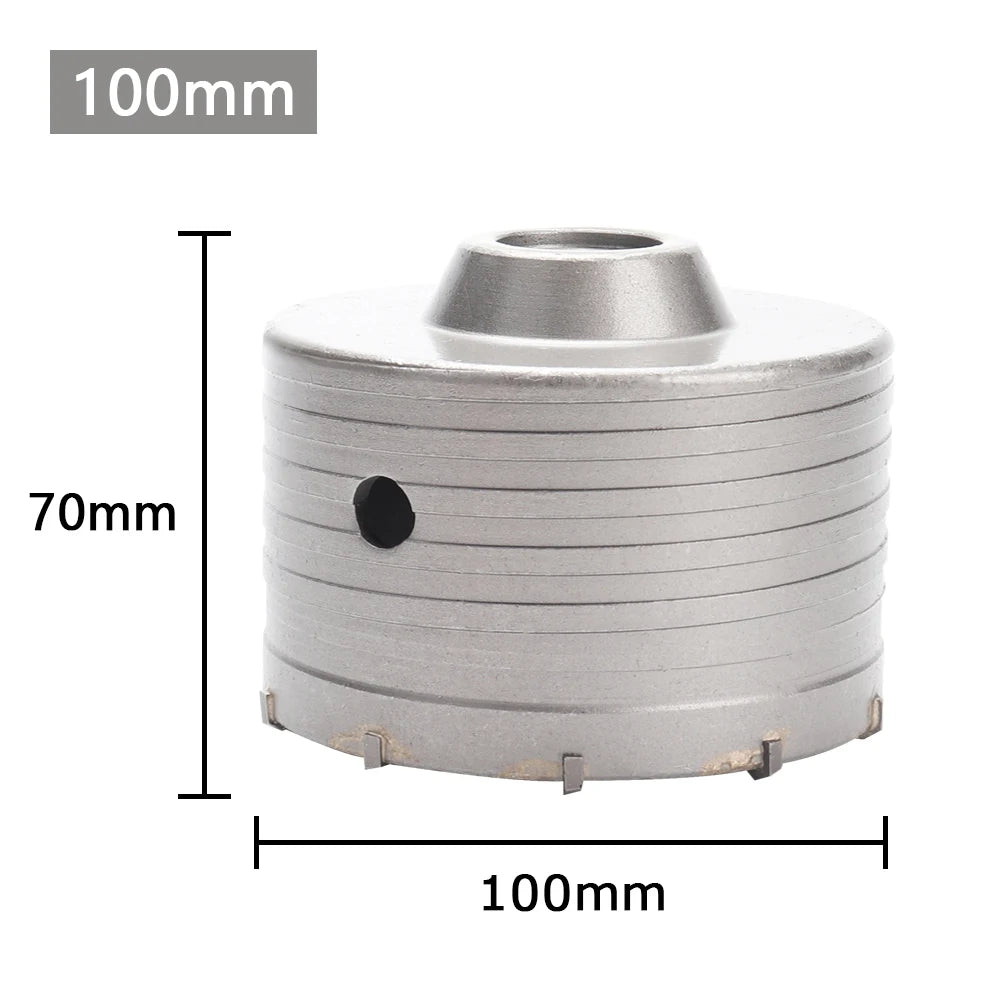 30-100mm Concrete Wall Hole Saw, SDS Plus Shank Impact Drill Bit, Suitable for Drilling Concrete, Brick, Stone and Walls