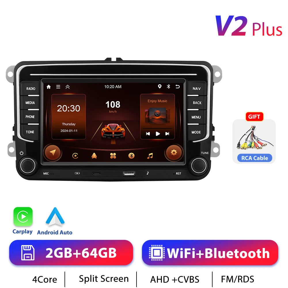 Podofo 7 "9" CarPlay Android Car Radio For Volkswagen VW Golf Passat JETTA Skoda SEAT Car Intelligent System 2din GPS Car Radio