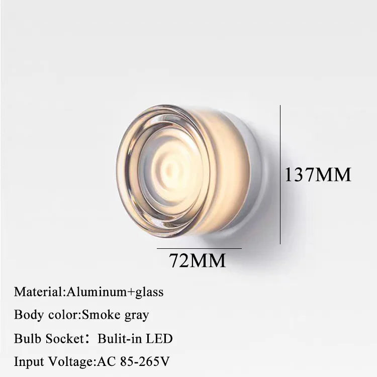 IWHD Round Glass LED Wall Lamp Sconce 4 Colors Bedroom Living Room Waterproof Stair Bathroom Mirror Light Modern Wandlamp