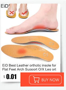 EiD New Arch Support 25mm Orthotic insole Black Leather orthotics Insoles for Flat Foot O/X Leg Corrected Shoe Sole insert pads