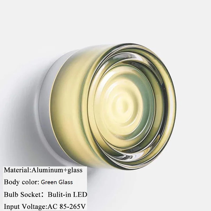 IWHD Round Glass LED Wall Lamp Sconce 4 Colors Bedroom Living Room Waterproof Stair Bathroom Mirror Light Modern Wandlamp