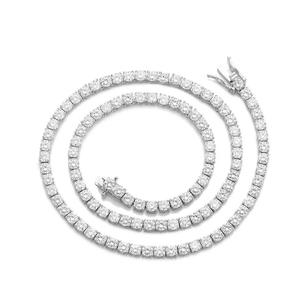 D VVS1 Moissanite Tennis Necklace 2/3/4/5mm for Women Exquisite 925 Sterling Silver Jewelry Simulated Diamond Necklaces Gifts