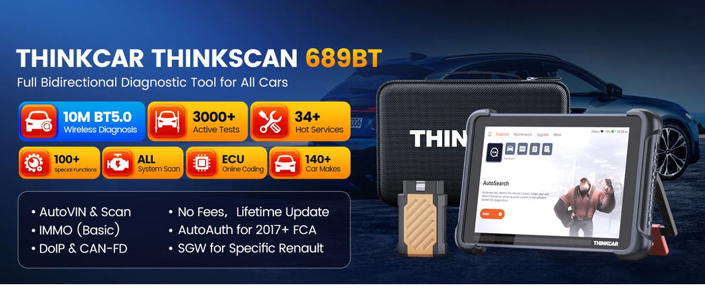 THINKCAR THINKSCAN 689BT All System Car Diagnostic Tool ActiveTest ECU Coding OBD2 Scanner 34 Services CAN FD DoIP Scan Tool