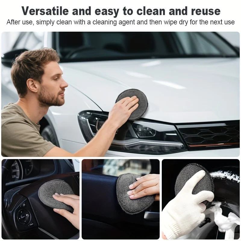 SEAMETAL 11pcs Microfiber Car Cleaning Kit Upgrade Car Wheel Tire Brush Sponge Towel Detailing Mitts Clean Pads with Storage Bag