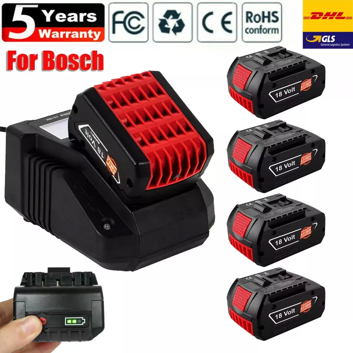 18V 8000mAh for Bosch BAT618 Battery Professional GBA GBH GSR GSB BAT620 BAT609G BAT614 Electric Drill Replacement Battery