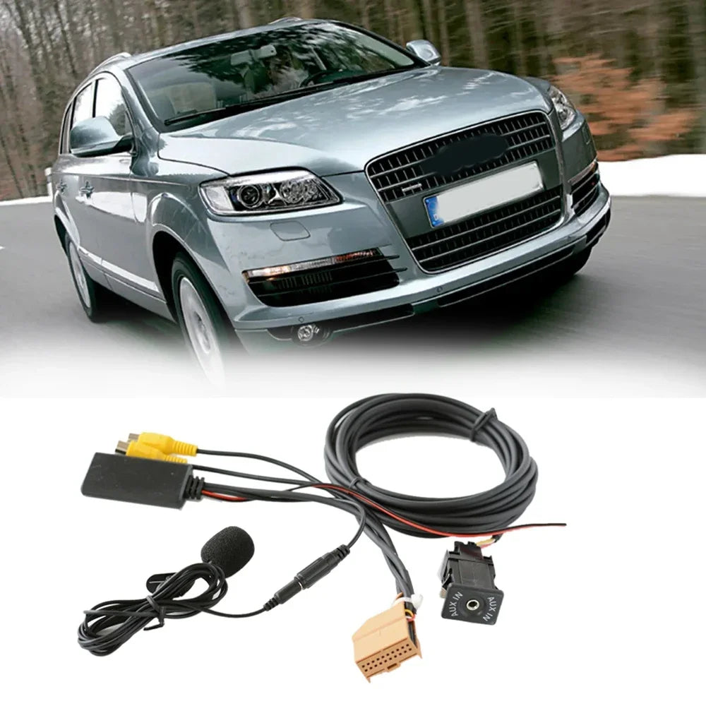 12V MMI 2G Car Bluetooth AUX Cable Adapter Music Audio Mic for Q7 A6 A8 2006-2008 J523 Only for AV1 AV2 Mode