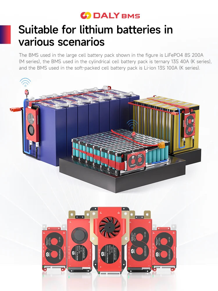 DALY Smart BMS Lifepo4 4S 7S 8S 16S 20S 24S Li-ion 3S 7S 16S 12V 24V 36V 48V 60V 72V 100A 250A CANBUS BMS For lithium batteri