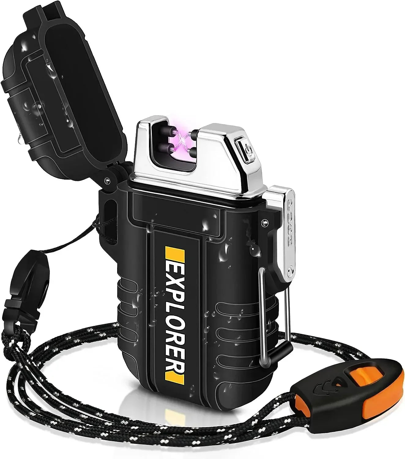 New Windproof Dual Arc Plasma Lighter Waterproof USB Rechargeable Lighter Suitable for Outdoor BBQ Candle Smoking Accessories